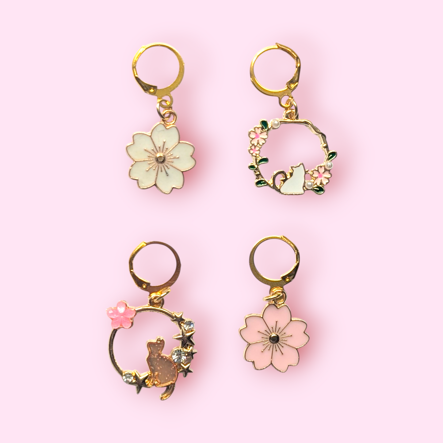 Individual Cat Flower Stitch Markers